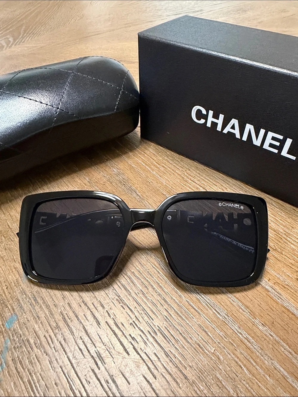 CHANEL Black Square Oversized Sunglasses